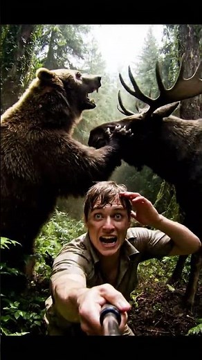 GRIZZLY vs MOOSE COLLISION CAUGHT ON CAMERA!