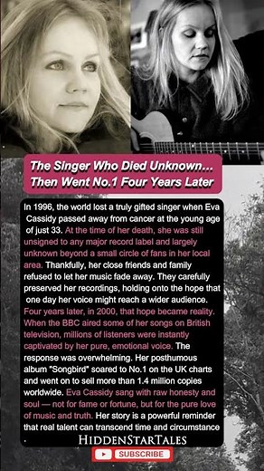The Singer Who Died Unknown… Then Went No.1 Four Years Later 🌟 Eva Cassidy songbird story