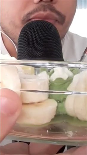 ASMR Matcha Ice Cream & Banana eating sounds #youtubeshorts #shorts