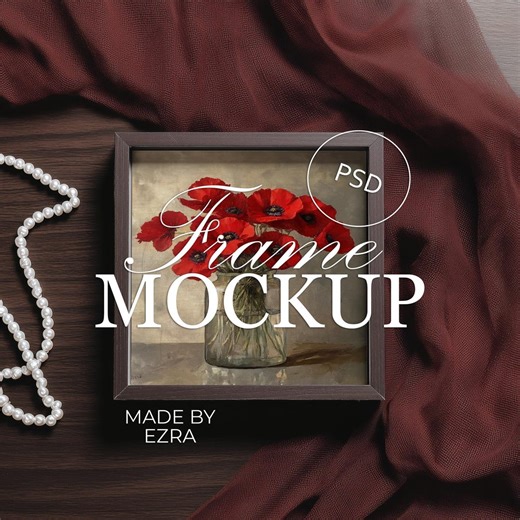 Square Wood Frame Mockup, Minimal Flat Lay Frame, Luxury Dark Wood Mockup, PSD JPG Smart Object for Photoshop & Photopea - Etsy