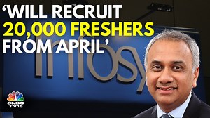 18K views · 82 reactions | Will recruit 15,000-20,000 new campus hires from April, says Infosys MD & CEO Salil Parekh. Tells Shereen Bhan while the IT sector is ready to face the challenge of AI disruption, the industry must not be complacent with the change. #NASSCOM #NASSCOMSummit #ITSector #IndianITCos #Infosys #AI #GenAI #cnbctv18digital | CNBC-TV18 | Facebook