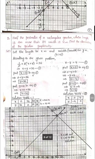 10th class maths 100 days action plan pair of linear equations solutions notes