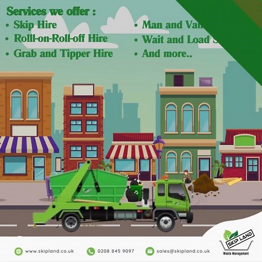Animated Skip Lorry in Action 🚛 | Skipland Waste Management 🚛 | Skip Hire & Waste Removal in the UK