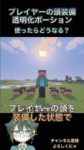 プレイヤーの頭を装備してから透明化ポーションを使うと #マイクラ #マインクラフト #shorts