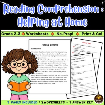 Helping at Home Reading Comprehension | Grade 2–3 | No Prep Passage & Questions