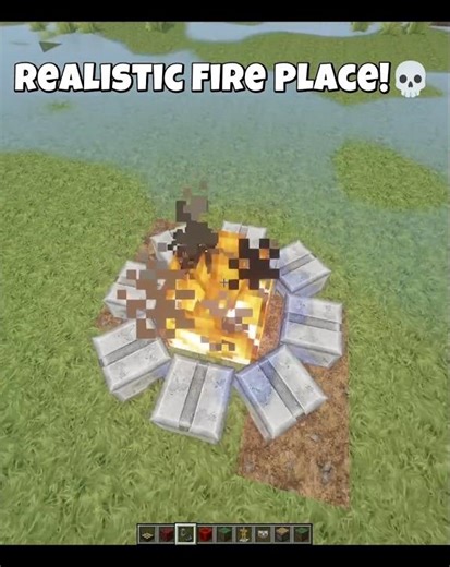 Minecraft Realistic Fire Place Build! 🔥(MONTAGEM FUEGO) #shorts #minecraft