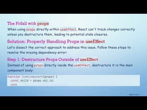 Resolving the missing dependency error in React's useEffect