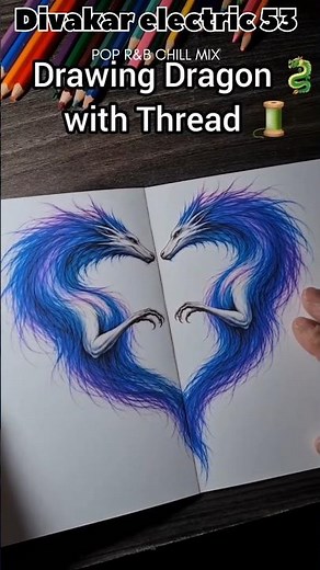 🔥 Amazing Dragon Drawing with Thread 🐉 | Easy Creative Art Trick ✨ #shorts#trending #viral #craft