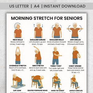 Chair Yoga & Gentle Morning Stretches for Seniors Printable – 16 Easy Exercises PDF • Daily Senior Stretch Routine - Etsy Canada