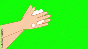 Washing Hands on Green Screen Animation.