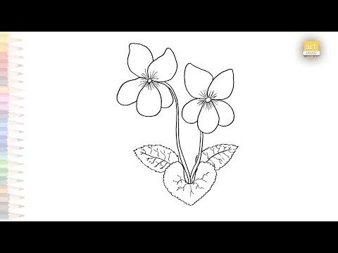 Blue violet flower drawing easy | Art tutorial sketches | How to draw meadow violet step by step