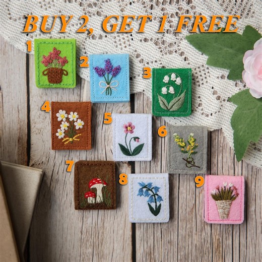 Hand Embroidered Magnetic Bookmark, Felt Floral Book Marker, Small Gift for Readers - Etsy Australia