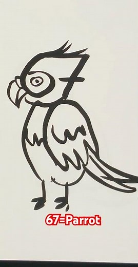 Draw a parrot based to the number 67
