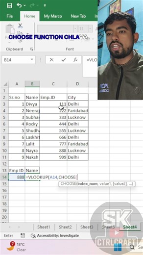 VLOOKUP with CHOOSE Function in Excel | Solve Left Lookup Easily#vlookup #choose