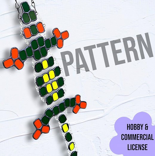 90s Bead Lizard Stained Glass Digital Pattern Download - Etsy