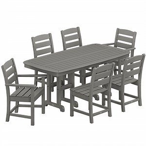 POLYWOOD Lakeside 7-Piece Slate Gray Dining Set with Nautical Table
