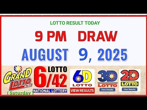 Lotto Result Today 9pm Draw August 9, 2025 Swertres Ez2 Pcso