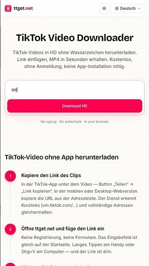 TikTok ohne Wasserzeichen herunterladen mit ttget.net