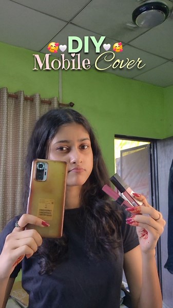 diy beautiful mobile cover with lipstick 😍 #shorts