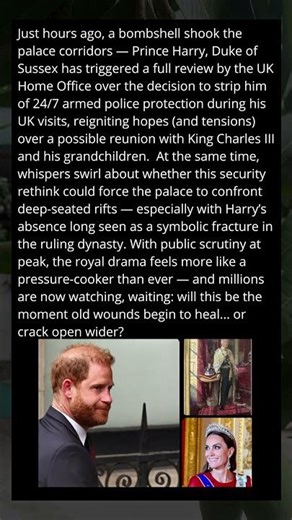 Royal Shock Today: Harry’s Security Review Sparks Unexpected Palace Tension! #princeharry #shorts