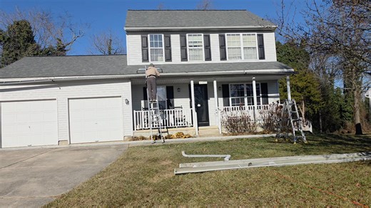 Hey folks, Sergei here from GutterCraft & Handyman Services. I've been working in the gutter and home improvement field for several years now, both as a subcontractor and running my own business. This job is a good example of how I approach my work. The downspout was positioned to keep water and ice away from the driveway and walkway. The goal was not only a clean look, but also to reduce ice buildup and future issues for the homeowner. I believe good gutter work is not just about appearance, bu