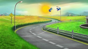 Download beautiful sun rising morning 2D background cartoon for free