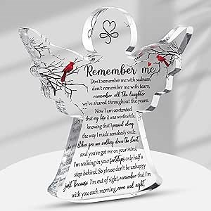 Jetec Sympathy Bereavement Gift Angel Red Cardinal Acrylic Memorial Gift for Loss of Loved One Remember Me Grieving Keepsake for Mom Dad Grandma Friend(Classic Cardinal)