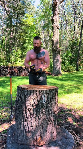 #woodsplitting #lumbersnack best workout I’ve ever found is splitting wood.