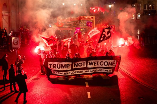 Anti-Trump protesters burn US flags in Switzerland