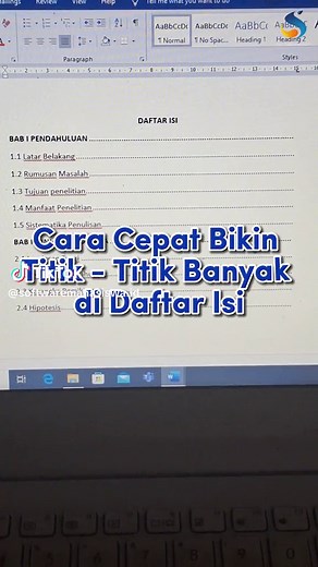 Cara Cepat Membuat Titik di Daftar Isi dengan Rapi