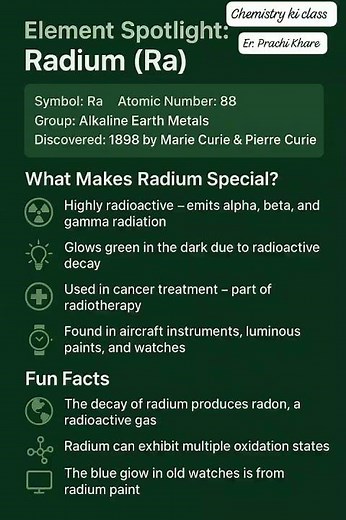 Radium (Ra) – Properties, Uses & Fun Facts | Radioactive Element | Er. Prachi Khare