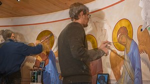 6.3K views · 185 reactions | Watch the fresco icon in the apse of our new trapeza come to life in this timelapse video! | Holy Cross Monastery | Facebook