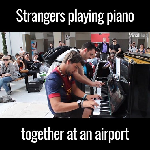 The moment two complete strangers played piano together proves music is a universal language 🙌👏 ViralHog | UNILAD