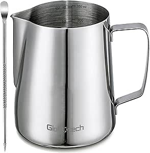 Stainless Steel Milk Frothing Pitcher 12 Oz, 350ml Latte Art Cup Espresso Machine Accessories, Steaming Jug for Cappuccino Coffee Milk Hot Chocolate Cups