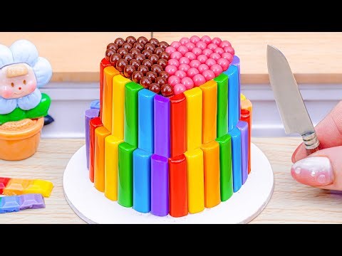 Mini Rainbow Cake Recipe With KitKat Chocolate 🌈 Satisfying Mini Cake Decorating and DIY