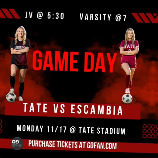 Game day tomorrow @ Tate! Purchase tickets at GoFan.com | Tate Aggies Girls Soccer