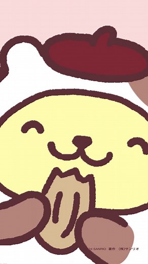 はむはむ♪ #ポムプリアニメ #ポムポムプリン #POMPOMPURIN #sanrio #ハムスター #仲良し #食いしん坊 | Pompompurin