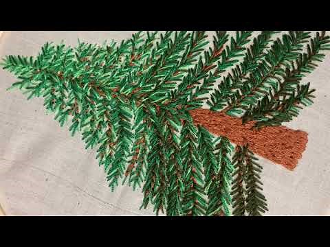 Christmas Tree Hand Embroidery using long&short stitch, Easy for beginners, Christmas Decorations