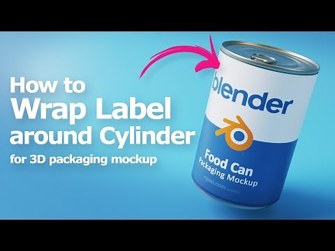 Blender Wrap Label around Cylinder Shape 3D Packaging Mockup , bend plane with image texture