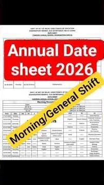 Annual date sheet 2026 morning shift #shorts #annualdatesheet