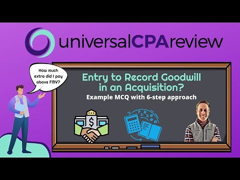 Journal Entry to Record Goodwill in an Acquisition (example MCQ) | Universal CPA Review
