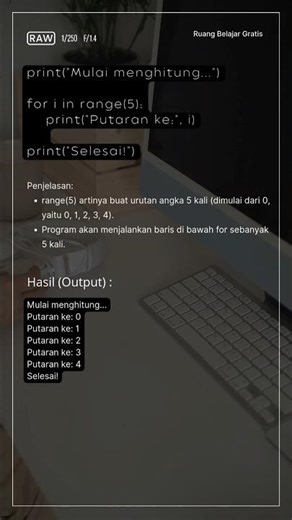 Program : Mesin Pengulang (Looping For) #pemrograman #python #coding #program