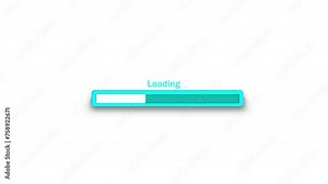 Loading bar animation on green screen, white status bar animated, loading interface with motion graphics and long shadows 4k video 30fps