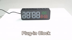 Netzu 3-in-1 Small Digital Clocks for Living Room with Temperature, Date & Time Display - 4 Levels Birghtness, 3 Volumes, Compact Plug-in Alarm Clock for Bedroom, Office (White)