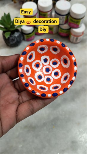 Easy diya 🪔 decoration diy 2/10 diwali special diya painting 🖌️#diy #art #trending #diwali #shorts