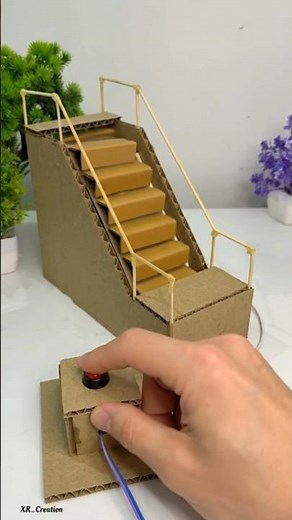 Escalator Working Model with Cardboard | DC Motor Science Project 🔥 #dcmotor #trending #tech