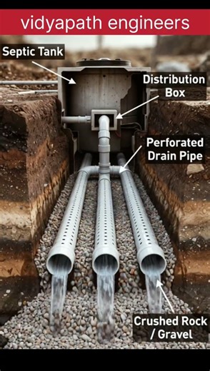 Septic Tank Drainage System – Structure & Working Diagram #vidyapathengineers