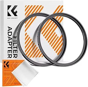 K&F Concept 72-77mm(2 Pcs) Step-Up Ring Adapter, 72mm to 77mm Step Up Filter Ring for 72mm Lens Install 77mm ND CPL UV Lens Filter