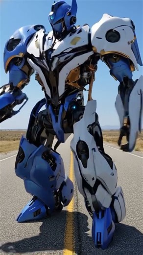 Robot to Futuristic Car Transformation | White & Gold Transformer | Sci-Fi AI Video