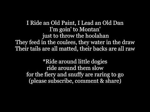 I Ride an Old Paint Lyrics Words Sing Along folk country western cowboy Music song